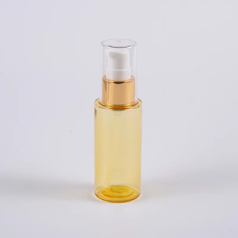 Botol Lotion Dinding Tebal PETG Bentuk Bulat Warna Semi Transparan 50ml Dengan Pompa 