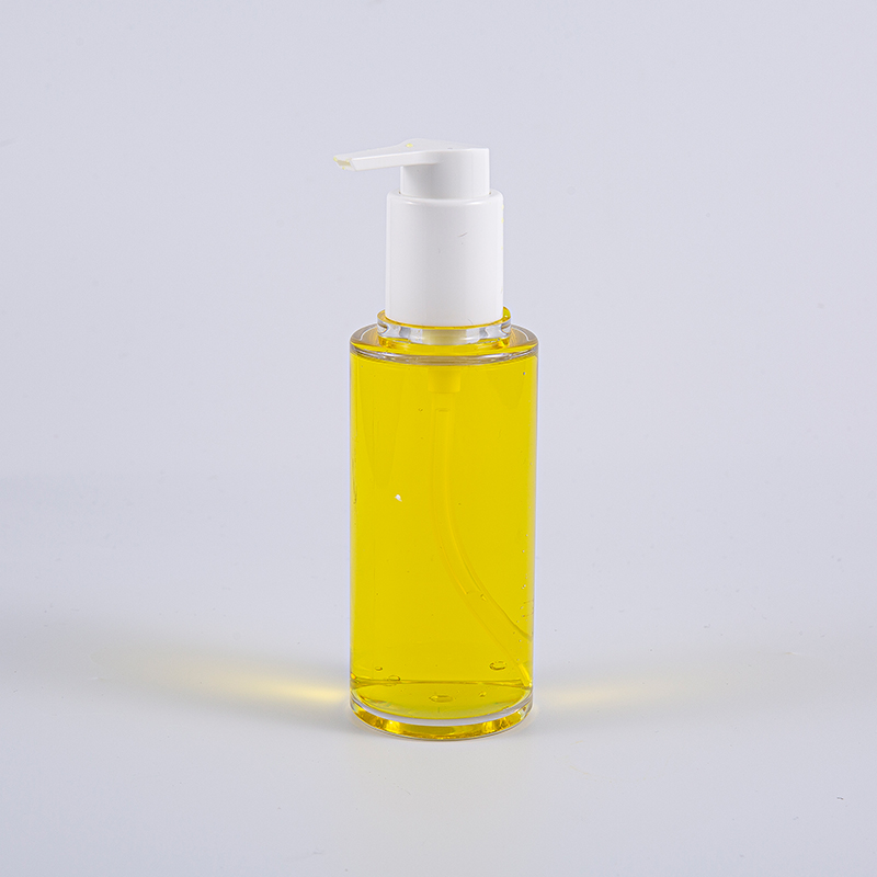 Botol Lotion Bentuk Bulat PETG 100ml Bening Dengan Pompa Plastik Putih