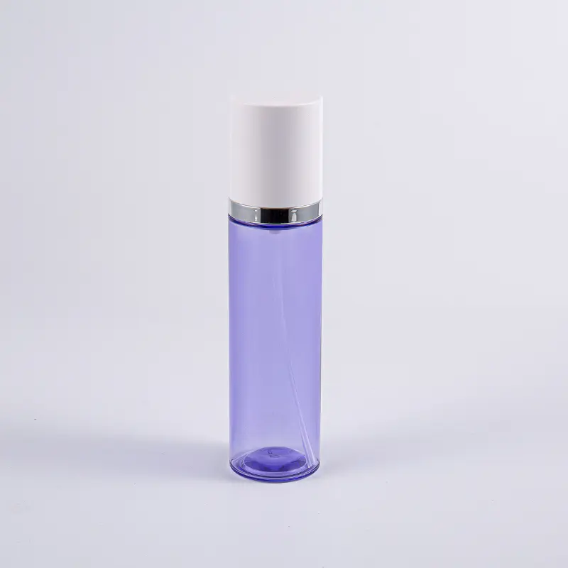 Botol Lotion Serum Bulat 35ml Warna Ungu Dengan Pompa Aluminium