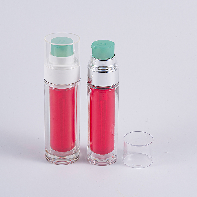 Botol PETG Bening Dengan Kantong Bagian Dalam Komposit Multi-Lapisan Botol Vakum 30ml 50ml Dengan Pompa