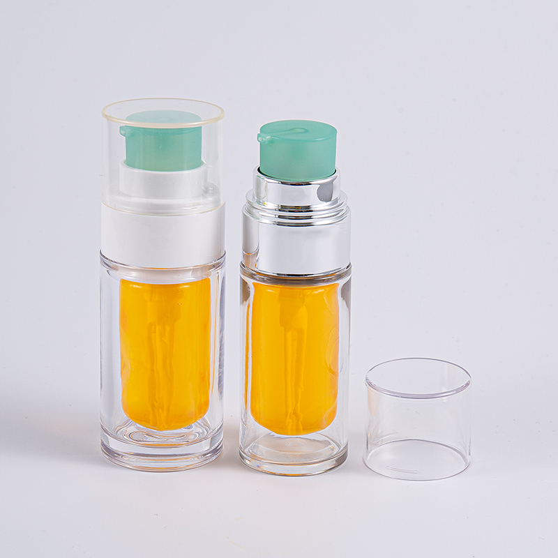 Botol PETG Bening Dengan Kantong Bagian Dalam Komposit Multi-Lapisan Botol Vakum 30ml 50ml Dengan Pompa