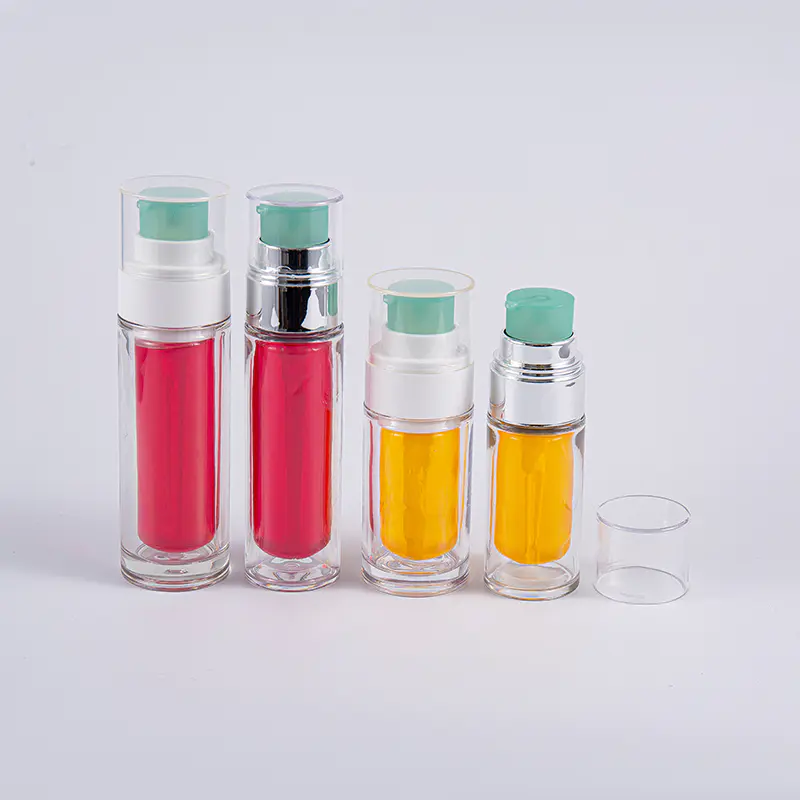 Botol PETG Bening Dengan Kantong Bagian Dalam Komposit Multi-Lapisan Botol Vakum 30ml 50ml Dengan Pompa