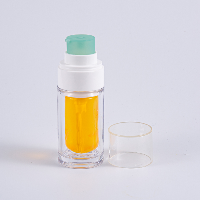 Botol PETG Bening Dengan Kantong Bagian Dalam Komposit Multi-Lapisan Botol Vakum 30ml 50ml Dengan Pompa