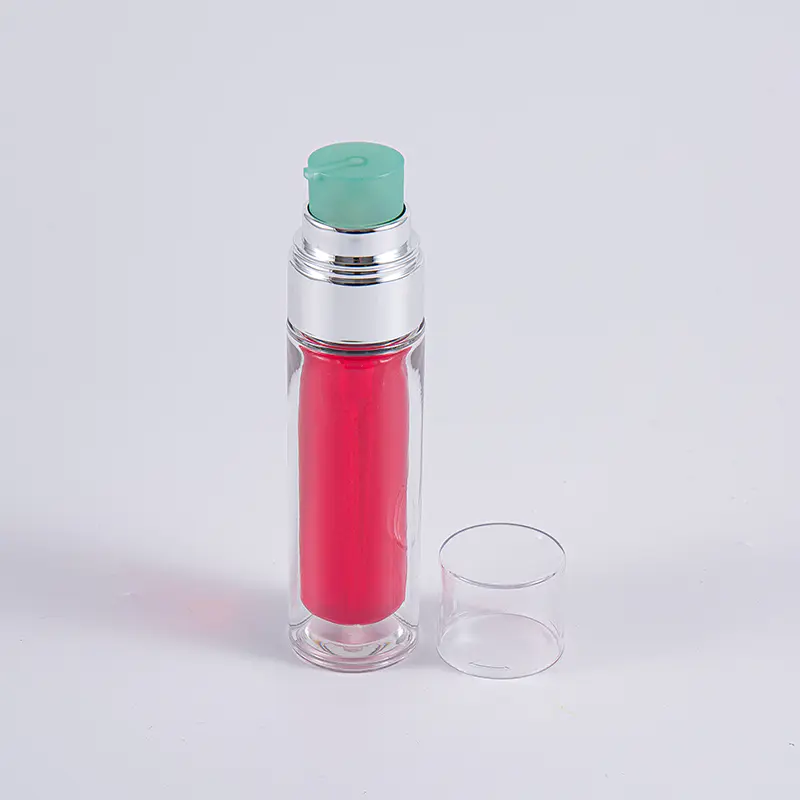 Botol PETG Bening Dengan Kantong Bagian Dalam Komposit Multi-Lapisan Botol Vakum 30ml 50ml Dengan Pompa