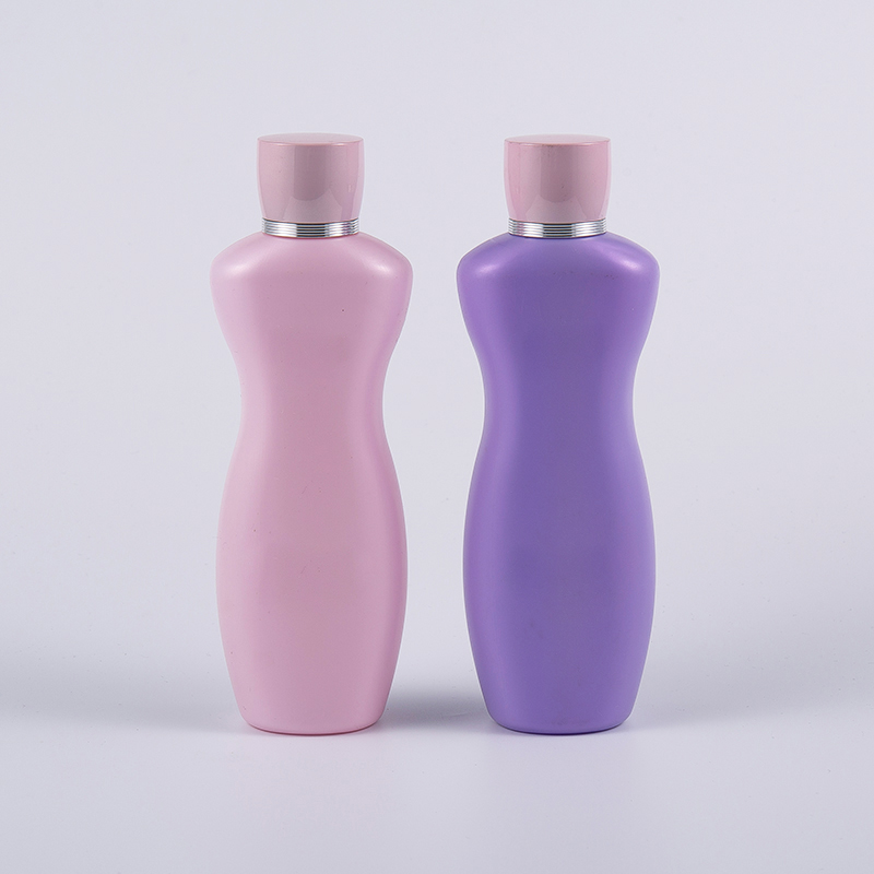 Botol Cuci Mandi Body Lotion PE Bentuk Ergonomis Warna Pink Ungu 200ml